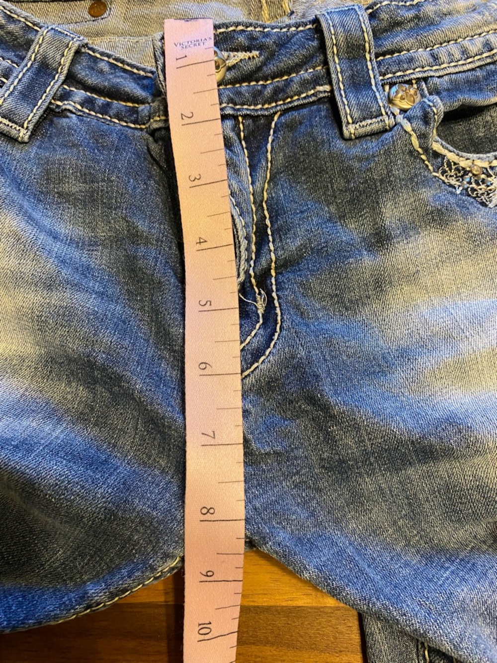 Miss Me Light Blue Faded Crop Jeans with Silver Lace Pockets - Picture 8 of 9